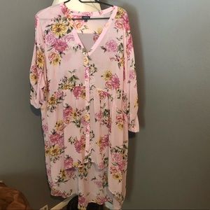 Torrid Lexie pink high low sheer tunic